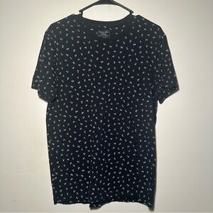 Abercrombie & Fitch Dark Blue Short Sleeve Tee with Nautical Anchor Pattern Sz M